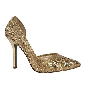 Betsey Johnson chic gold rhinestone fancy pumps. Size 7